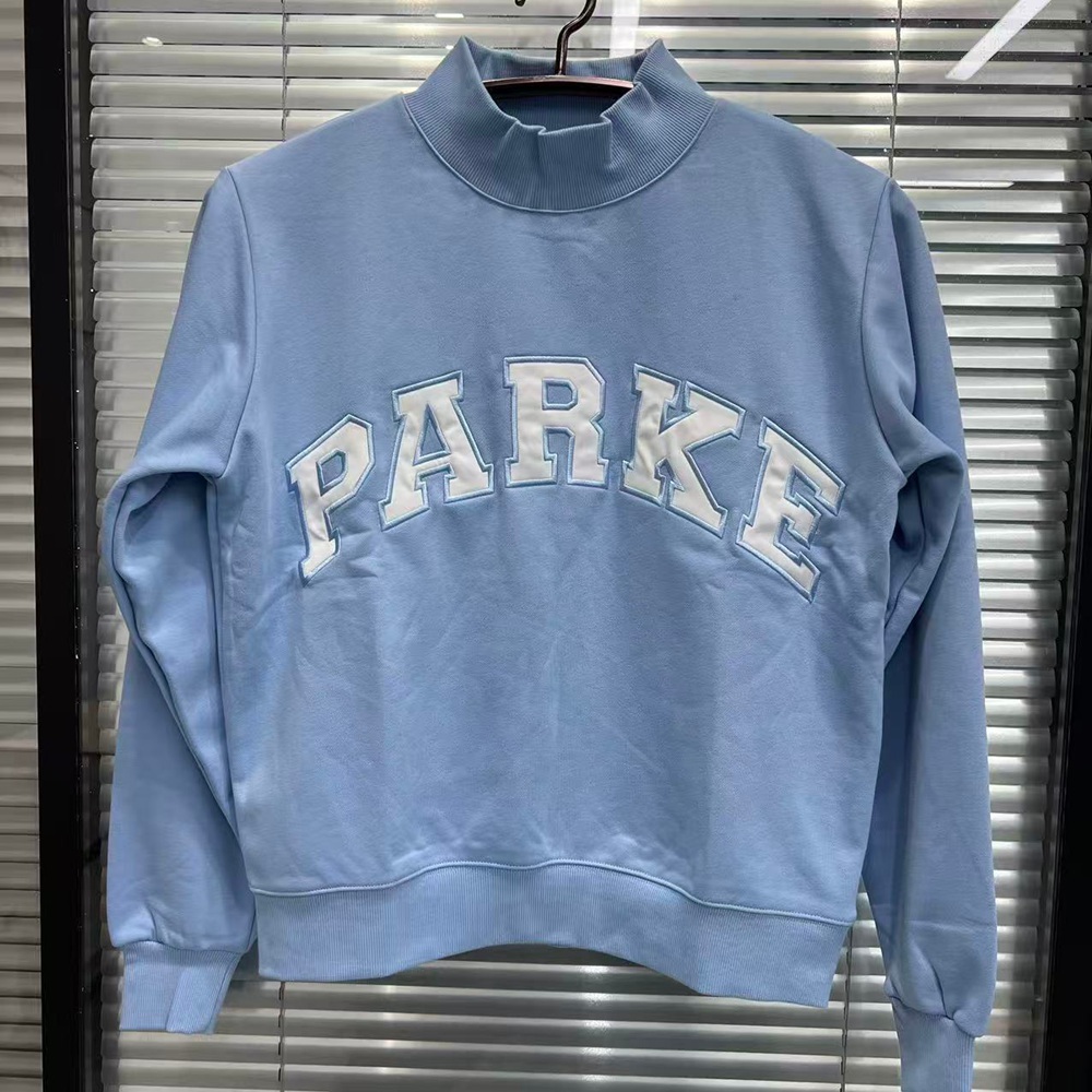 PARKE Light Blue Mock Neck Varsity Sweatshirt S/M - Picture 1 of 6